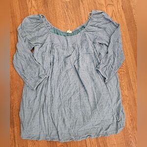 Blue Green Flowy Feminine Romantic Peasant Sz Xl Top Boho Bohemian Comfy Dainty